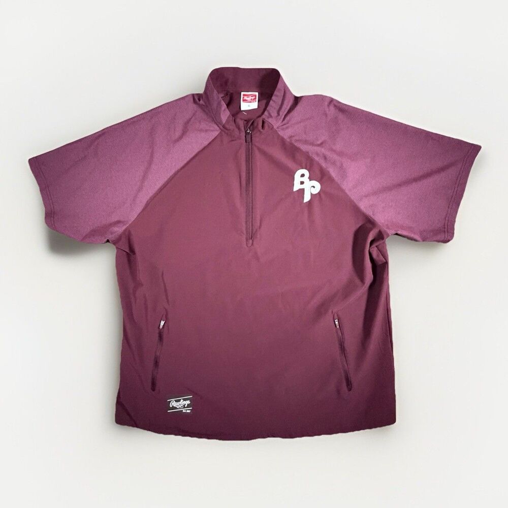 Rawlings Phillies Cage Jacket XL ColorSync Short Sleeve Red 1/4 Zip